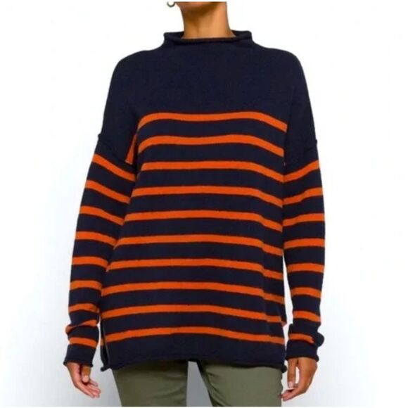 MADEWELL Whitworth striped mock neck alpaca merino wool blend sweater - Picture 12 of 13